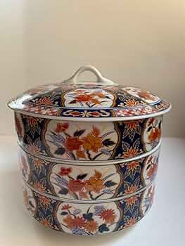 Amazon.co.jp: 前畑陶器 美濃焼 庫山窯 3段重 陶器 色絵 価値